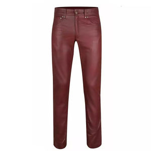 Pantalones ajustados de cuero para hombre, calzas de piel auténtica de alta calidad, al mejor precio - Product Image 5
