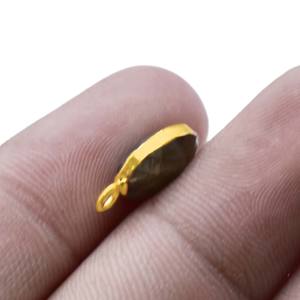 Charme en pierre de labradorite 8x10mm Pierre ovale facettée Plaqué or Petit pendentif en grenat pour la fabrication de bijoux - Product Image 3