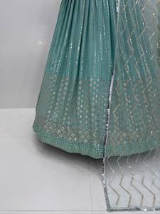 Robes indiennes pour femmes lehenga choli BRIDAL WEAR HEAVY FUAX GEORGETTE SEQUENCE BRODÉE TRAVAIL AVEC REAL - Product Image 6