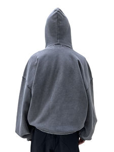 Sweat à capuche ample Vintage lavé à l'acide 100% coton pour hommes de haute qualité Style Streetwear 500 grammes hiver teint uni - Product Image 4