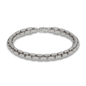 925 Sterling <b>Silver</b> Box Link Lab Grown Diamond Certified Iced-Out Hip-Hop Style Bracelet <b>for</b> <b>Men</b> & Women - Product Image 4
