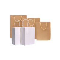 Sacs en papier kraft blanc/marron durables sur mesure en gros avec poignée longue, écologiques, recyclables, impression précise, qualité supérieure