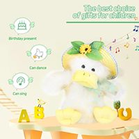 Panier de Pâques dansant chantant jouets jouets de canard ailes battantes secouant le corps, canard musical animal en peluche drôle jouet de Pâques