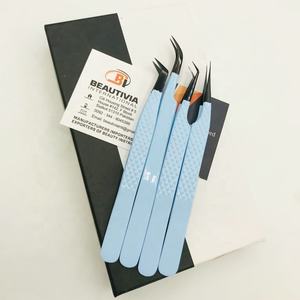 Professional Sustainable Stainless Steel <b>Eyelash</b> Extensions Tweezers Pointed Baby Blue Black <b>Applicators</b> - Product Image 1