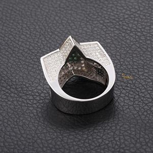 Anillo de declaración de Hip Hop para hombre chapado en oro macizo de 10K con moissanita verde, joyería de lujo helada para fiestas y regalos - Product Image 5