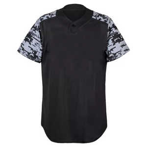 Maillot de baseball pour homme à manches courtes, imprimé camouflage noir, polyester respirant, coupe classique, vêtements pour toutes les saisons - Product Image 1