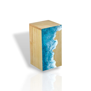 Urne artisanale en palissandre Ocean Wave Urne funéraire commémorative en résine artistique pour cendres - Product Image 1
