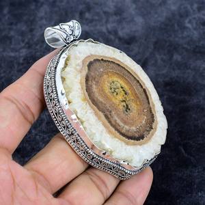 Botswana Druzy Pendentif fait à la main en argent Sterling bijoux de pierres précieuses élégant collier de pierre naturelle 9.5 CM - Product Image 4