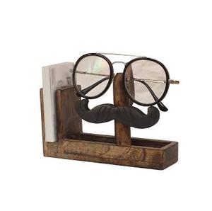 Soporte para gafas y anteojos de nariz hecho a mano de madera ecológico de tendencia con bandeja elegante que incluye bigote y especificaciones - Product Image 6