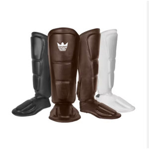 Protège-tibias en cuir de haute qualité pour adultes, prix de gros 2026, pour entraînement MMA/Boxe, logo personnalisé, légers et respirants - Product Image 3