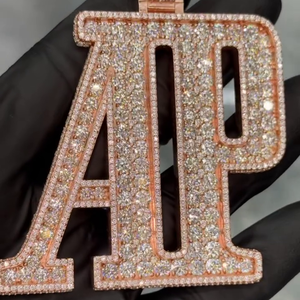 จี้ตัวอักษร AP สั่งทำ | ชุบสีโรสโกลด์925เงิน | ตัดจากเพชรโมอิสซาไนท์ | เครื่องประดับฮิปฮอป - Product Image 2