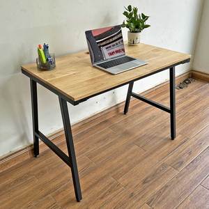 68194 Escritorio minimalista de madera con forma de A, con estantería y almacenamiento, altura ajustable, 100x60x75 cm - Product Image 4