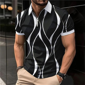 Polo para Hombre de 220g, Mezcla de Poliéster/Algodón, Tinte Liso, Ligero, Transpirable, Talla Grande, Corte Holgado, Diseño Sólido con Logotipo, Gran Venta - Product Image 2