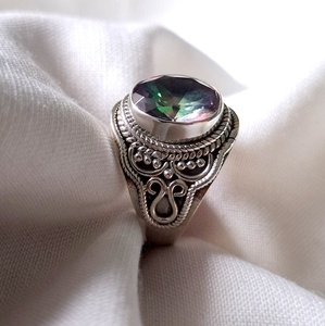 Recién llegado, anillo de cuarzo místico chapado en rodio, joyería de boda de compromiso de Plata de Ley 925 para fiestas y aniversarios - Product Image 4