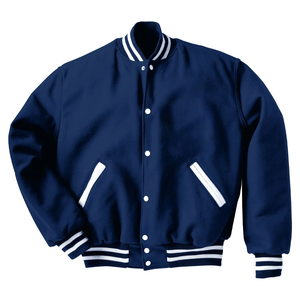 Veste universitaire personnalisée très exigeante avec logo en chenille Options multicolores Blousons bombardiers côtelés en laine mélangée en vente - Product Image 2