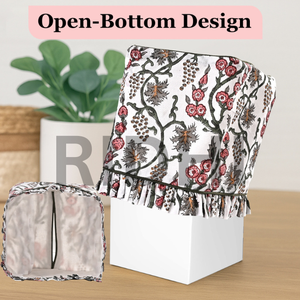 กล่องใส่กระดาษทิชชูแบบมีระบายสีชมพูปะการัง ทำมือโดย Ridhi ดีไซน์คลาสสิก เป็นมิตรกับสิ่งแวดล้อม ทนทาน ลายพิมพ์บล็อก สวยงาม ใช้เป็นที่ใส่ผ้าเช็ดปากได้ - Product Image 2