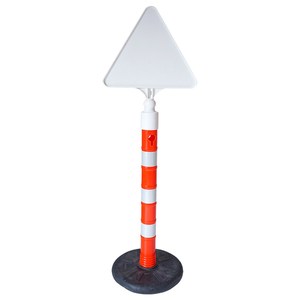 Panneau de signalisation routière réfléchissant double face en acier, type solaire, pour routes étroites, avec triangle gauche des deux côtés - Product Image 3