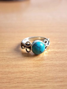 Bague cadeau turquoise naturelle pour femmes et filles Bijoux personnalisés en argent sterling 925 Bijoux en argent fin en vrac Vente en gros de fête Mariage - Product Image 6