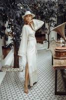 Groothandel Designer Hoge Kwaliteit Boho Wrap Jurk Maxi Mouw Wrap Lange Kimono Jurk Biologisch Katoen Jurk Voor Dames Items