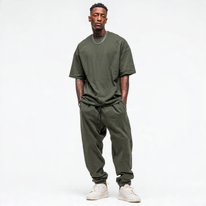 Wholesale Mens Cotton T Shirt Tracksuit Set | Breathable Printed Tee and Sweatpants | Sportswear for Training T-Tracksuit - Product Image 2