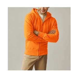 เสื้อฮู้ดแบบมีซิปสำหรับผู้ชายผ้าฝ้าย100% แขนยาวผ้าคอตตอนสีทึบทึบทึบทึบแขนยาว - Product Image 3