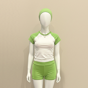 ชุดลำลองผู้หญิงผ้าฝ้ายแท้ 100% แขนสั้น 2 ชิ้น ชุดนอนใส่สบาย ระบายอากาศได้ดี พร้อมกางเกงขาสั้น เสื้อทรงเข้ารูป เหมาะสำหรับฤดูร้อน - Product Image 3