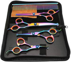 ANAAIF Ciseaux professionnels pour animaux de compagnie 3 ciseaux de toilettage incurvés pour chiens de meilleure qualité avec peigne Caractéristique réutilisable - Product Image 1