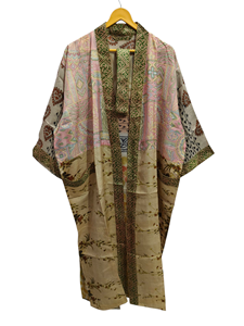 Kimono de Sari de seda pura, bata de Sari Vintage de peso ligero, vestido de fiesta de playa suave, Kimono de seda hecho a mano indio - Product Image 4