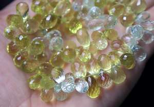 ลูกปัดอัญมณีธรรมชาติทรงหยดน้ำทำจากเลมอนขนาด16นิ้ว - Product Image 3