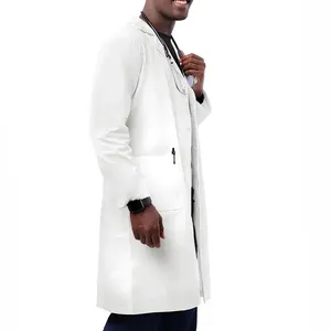 Blouse de laboratoire unisexe, blouse longue blanche pour usage hospitalier, coupe classique, polyester/coton - Product Image 3