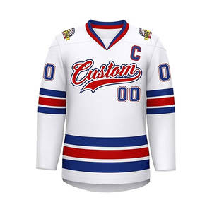 เสื้อกีฬาฮ็อกกี้น้ำแข็งที่ปรับแต่งได้พร้อมแขนยาวชื่อทีมหมายเลขโลโก้ออกแบบสีของคุณเองบริการ OEM - Product Image 1