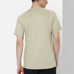 Camiseta Beige Personalizada para Hombre |   Camiseta de cuello redondo con ribete naranja |   Camiseta Casual de Manga Corta de Algodón, Venta al Por Mayor, Ropa de Moda de Verano - Product Image 4