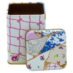 กล่องเก็บของโลหะทรงสี่เหลี่ยม ลายดอกไม้สีทองแบบคินท์ซึกิ ขนาด 75x75x102 มม. ความจุ 0.5 ลิตร ฝาเปิดแบบเลื่อน ลายดอกไม้สวยงาม - Product Image 3