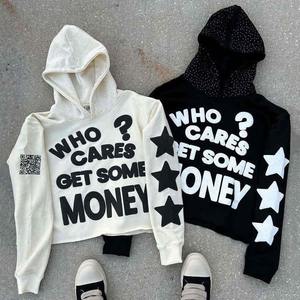 Fabricant Boxy Pull unisexe surdimensionné Couleur solide Logo personnalisé Broderie Sweat-shirt Rhinestone Puff Print Cotton Hoodie - Product Image 1