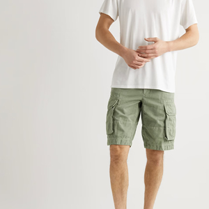 2025 nouveauté respirant coton et lin mélangé lavé couleur vert sauge personnalisé haute rue décontracté hommes Joggers Shorts - Product Image 1