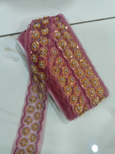 Tul bordado francés de lujo con lentejuelas y cuentas tela de encaje con cuentas para vestidos de novia y bolsos de noche - Product Image 5