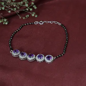 Women's Amethyst <b>Bead</b> <b>Bracelet</b> Elegant <b>Sterling</b> <b>Silver</b> Crystal Jewelry Elegant Bangles & <b>Bracelets</b> - Product Image 2