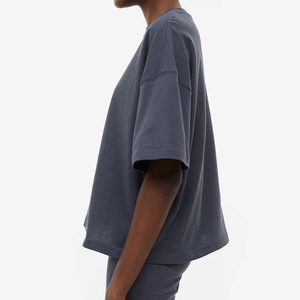 Camiseta informal ecológica de manga corta con cuello redondo para mujer, ropa cómoda de entrenamiento de gran tamaño, holgada para patrones estampados de verano, 2025 - Product Image 3