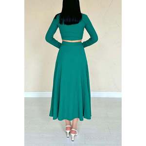 Conjunto de Blusa y Falda Verde con Rayas - Verde - Product Image 5