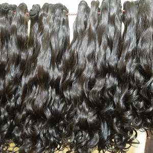 Premium South Indian Virgin Hair Machine Weft Bundles Natural Double Drawn Cierres de cabello humano - Product Image 2