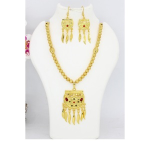 Charm Pendant set joyería chapada en oro indio Dubai árabe joyería colgante conjunto pendientes collar cadena para mujer - Product Image 2