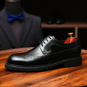 Chaussures Oxford en cuir de vachette pleine fleur avec talon amorti et design antidérapant, chaussures habillées pour hommes, chaussures en cuir - Product Image 1