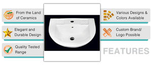 อ่างล้างหน้าแบบแขวนผนังทรงรี ขนาด 450x350 มม. ผิวมันเงา รูเดียว ราคาถูก - Product Image 2