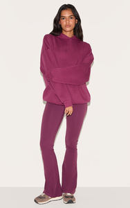 Sudadera con capucha de gran tamaño para mujer con logotipo personalizado y hombros caídos de ciruela, sudaderas con capucha transpirables y antiarrugas, sudadera con cremallera para mujer - Product Image 2