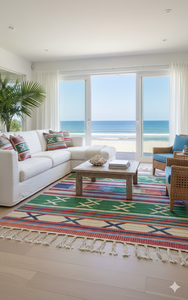 Tapis en coton floral moderne fait main personnalisable - Lavable Meilleure qualité pour la salle de séjour Exercice Voyage et pique-nique - Product Image 3