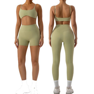 Conjunto Deportivo Ecológico de 7 Piezas para Mujer, Top y Leggings de Yoga de Secado Rápido con Logotipo Frontal y Patrón Sólido, Transpirable para Entrenamiento - Product Image 2