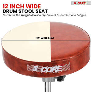 5 Core Drum Throne 3" Thick Padded Guitar <b>Stool</b> 200Lb Capacity Heavy Duty Adjustable Drummer Chair - Product Image 4