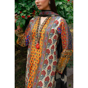 Traje de Fiesta Elegante y Moderno de 3 Piezas para Mujer, Estampado, con Dupatta de Chifón, Largo hasta la Rodilla, Talla Única - SD-52230 - Product Image 4