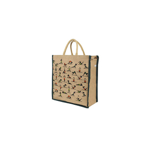 Bolsos y monederos elegantes de yute de diseñador con cierre de cremallera y logotipo personalizado al por mayor en India con cordón de características elegantes - Product Image 4