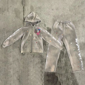 Pantalones Deportivos de Felpa Francesa con Bordado Personalizado, Lavado Ácido, Capucha y Corte Acampanado, Ecológicos para Hombre, Servicio OEM - Product Image 2